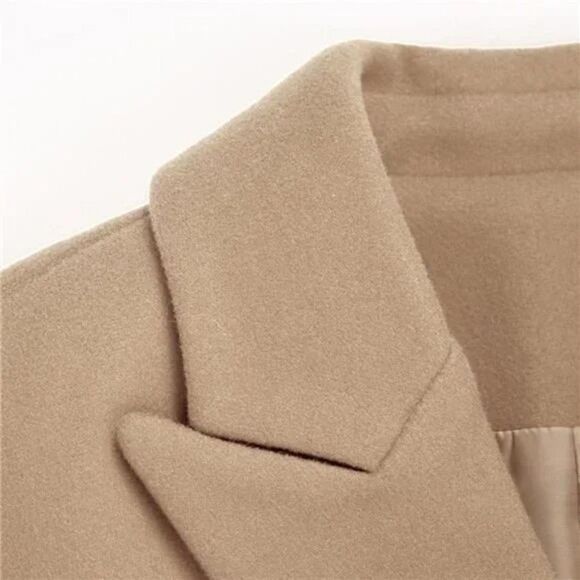 New Womens Winter Wool Coats Double Breasted Camel Long Elegant Coat - Picture 5 of 8